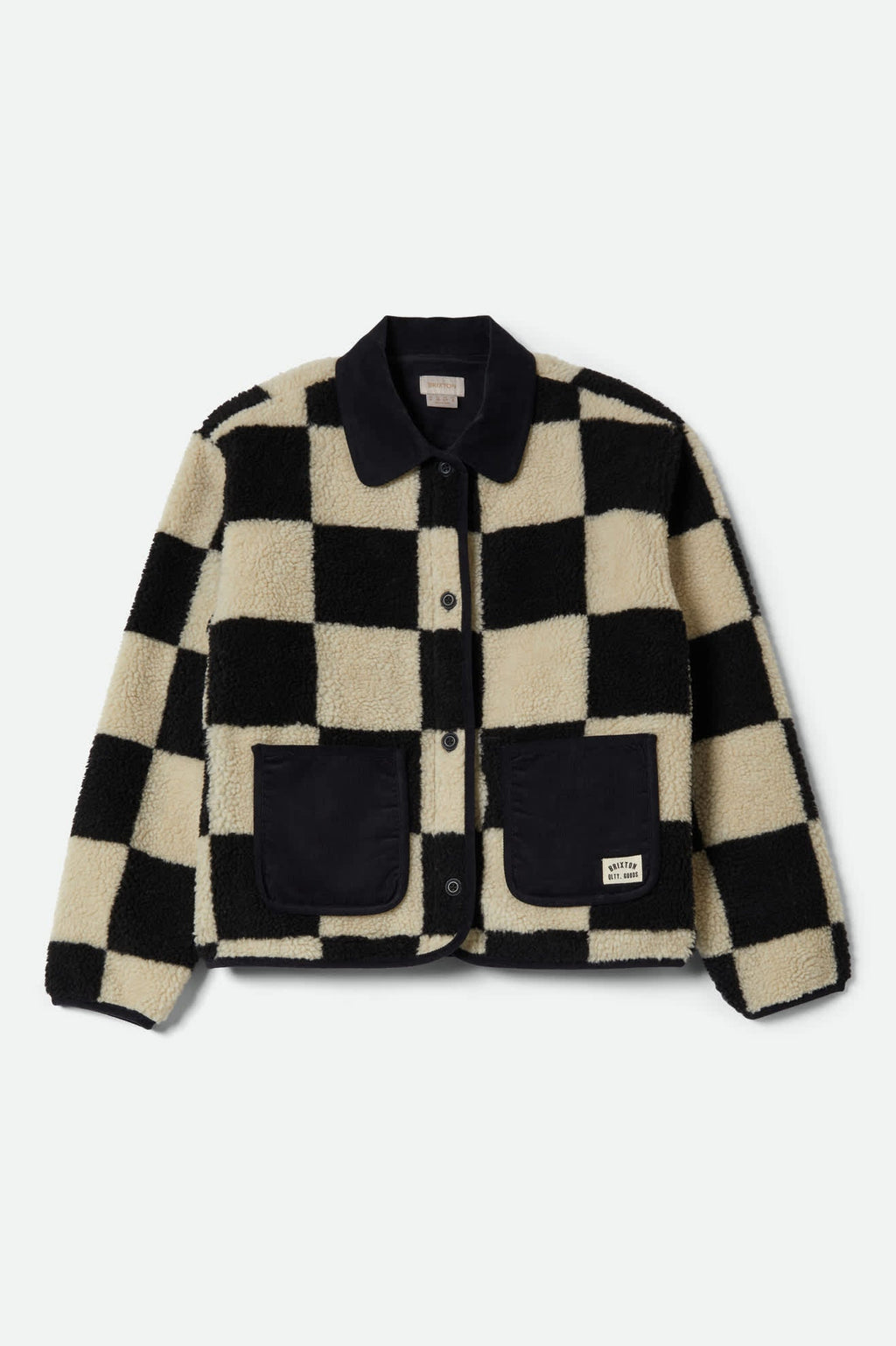 Women's Delilah Sherpa Jacket - Black/Natural Finish Line Checker