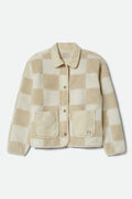 Women's Delilah Sherpa Jacket - White/Natural Finish Line Checker
