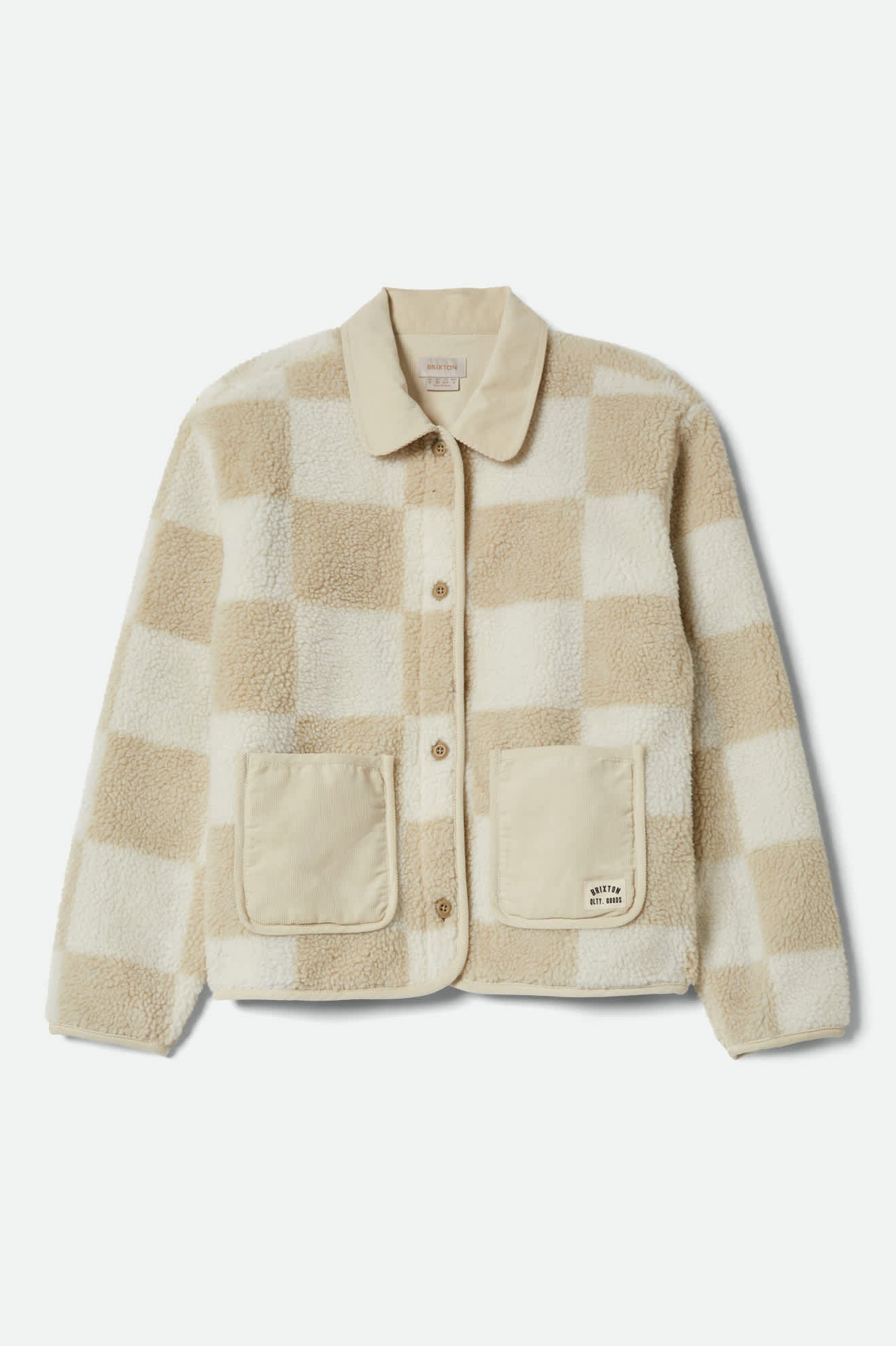 Women's Delilah Sherpa Jacket - White/Natural Finish Line Checker