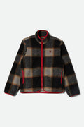 Buffalo Plaid Sherpa Full Zip Jacket - Black/Cream