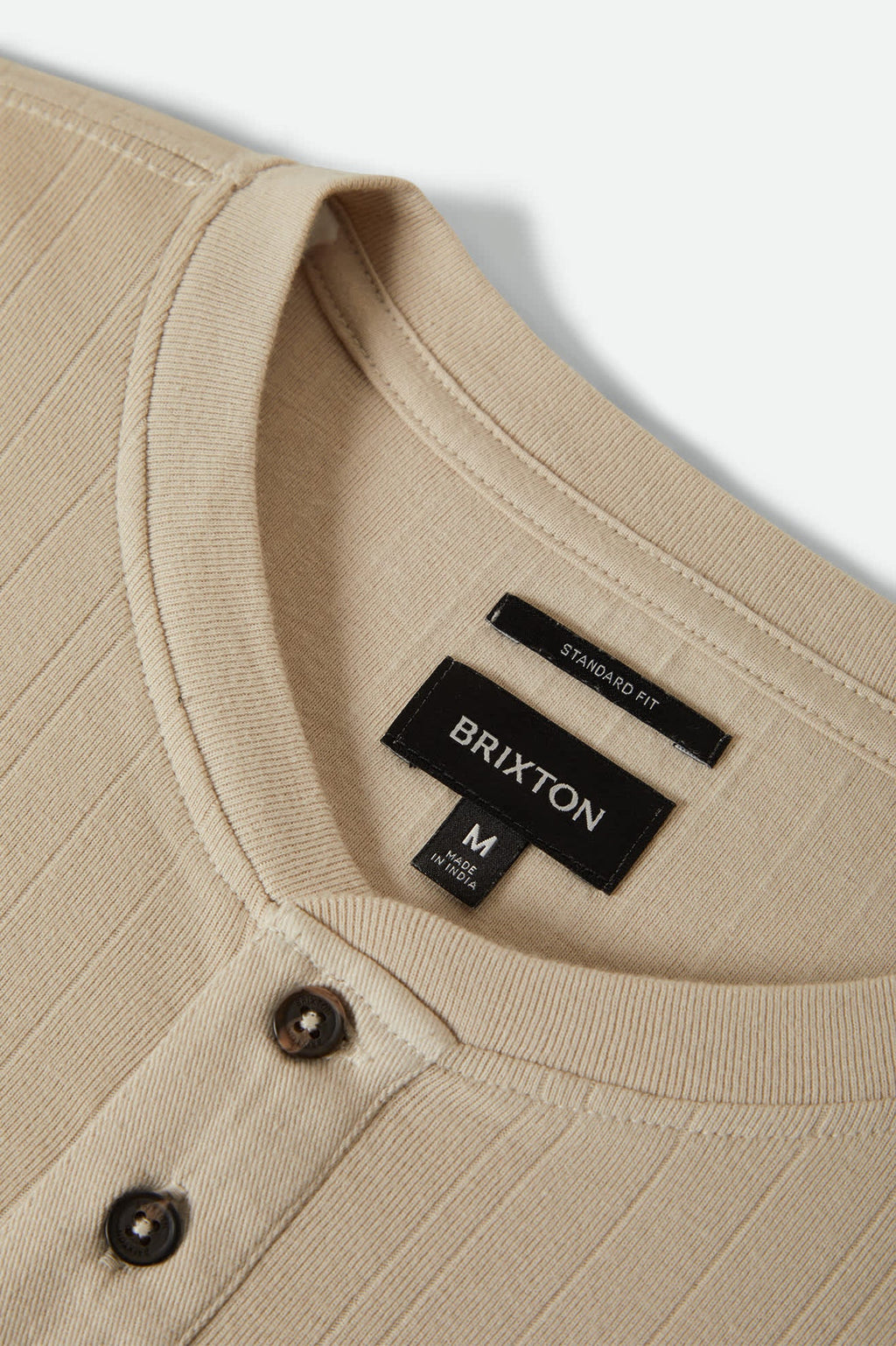 Vintage Ribbed L/S Henley - Beige