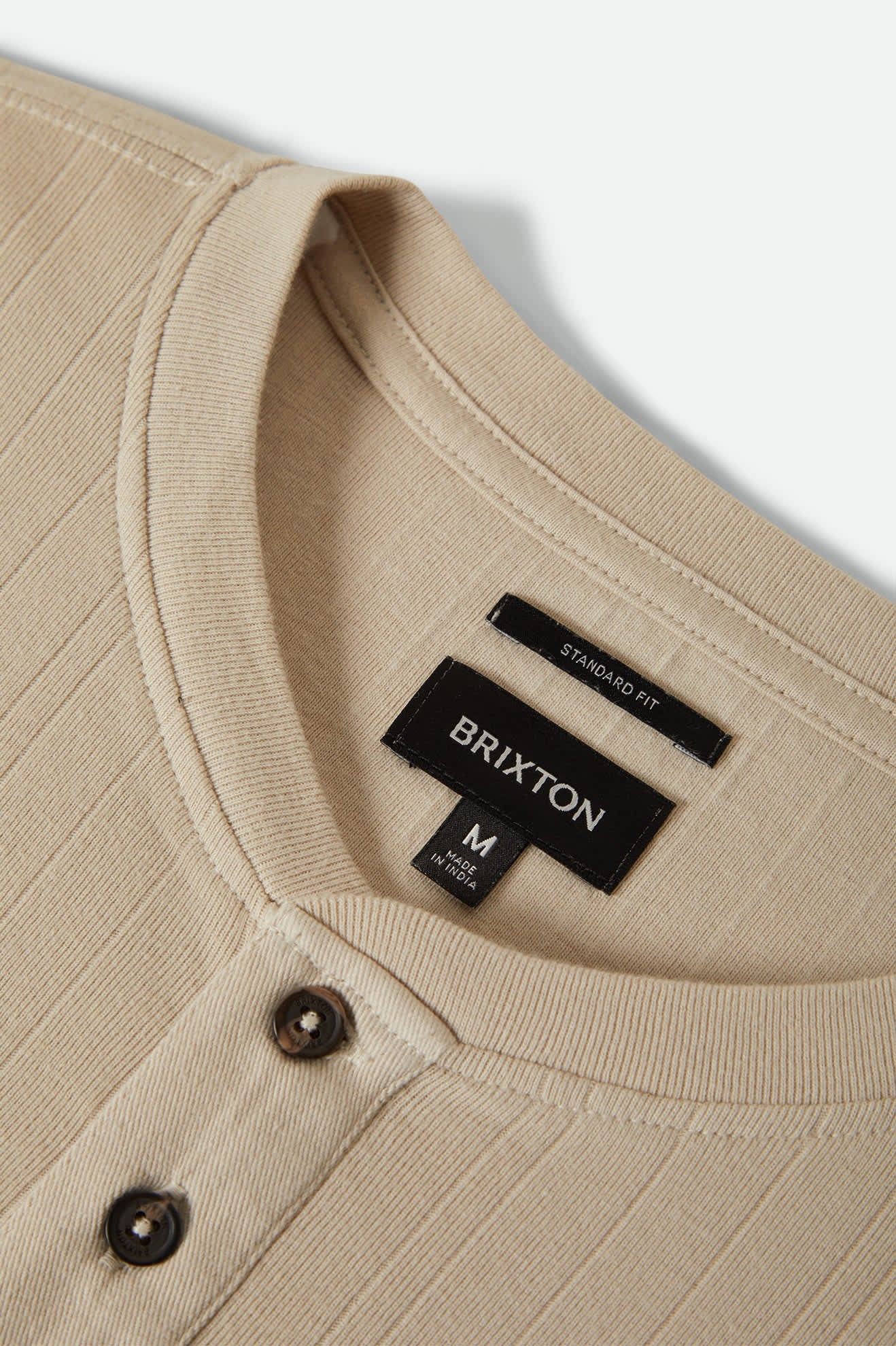 Vintage Ribbed L/S Henley - Beige