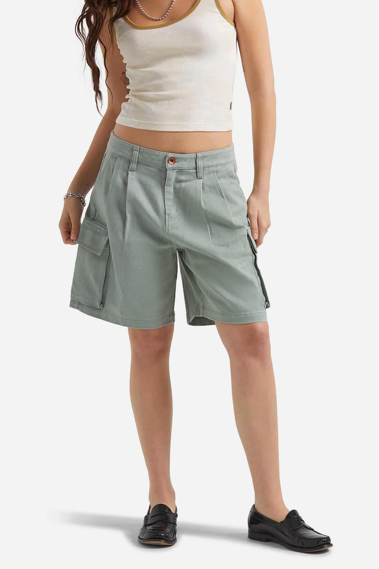 The Alba Baggy Carpenter Short - Washed Sage Green