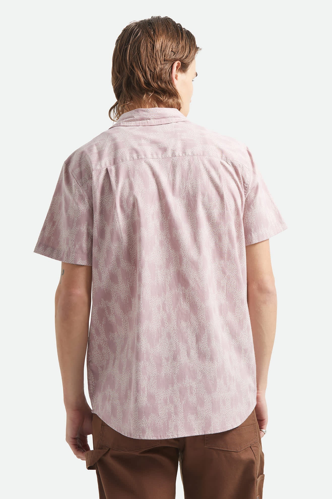 Charter Print Short Sleeve Shirt - Dark Pink/Silver Crackle Paint