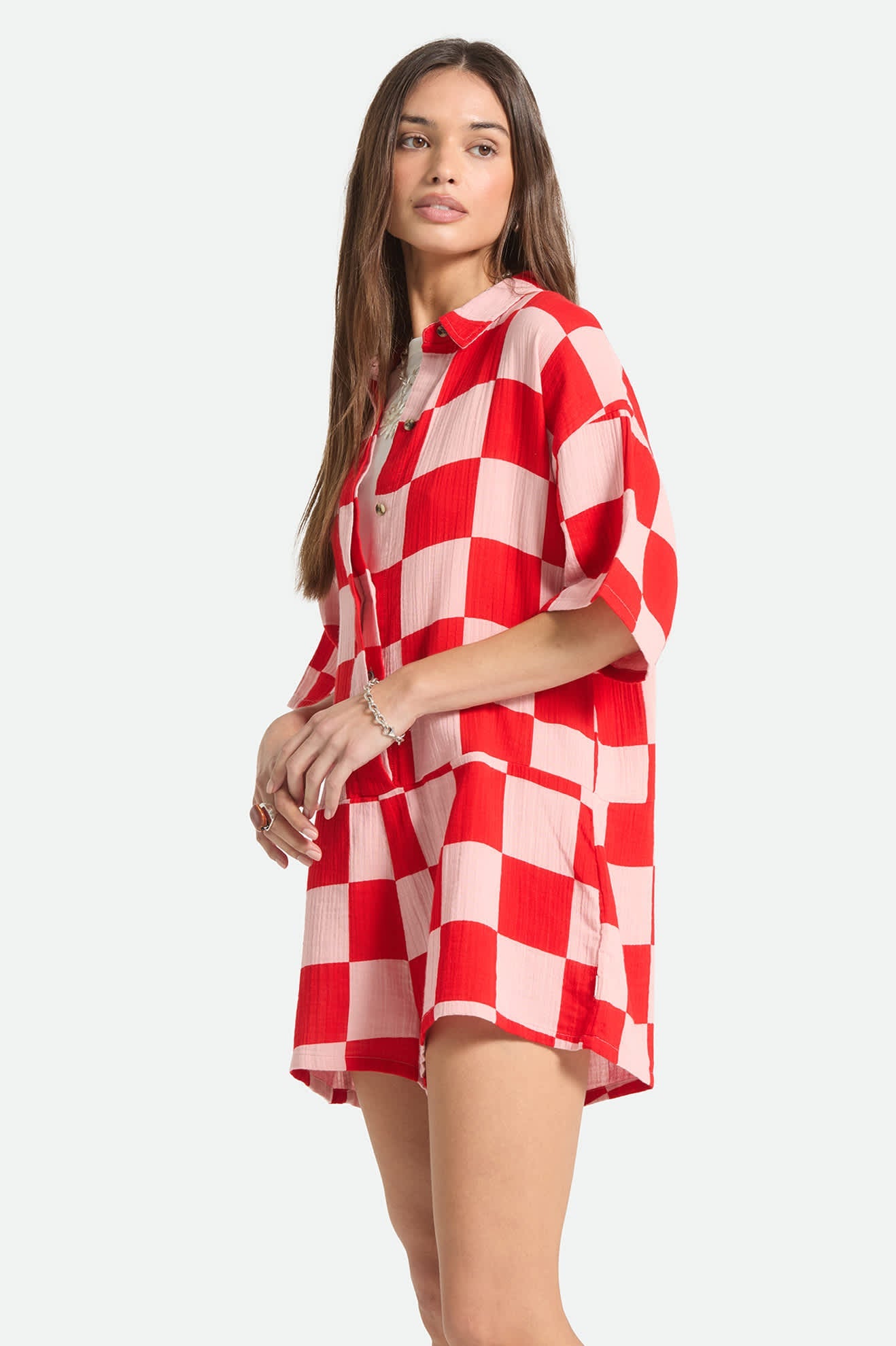 The Getaway Romper - Silver Pink/Adrenaline Rush Checkerboard