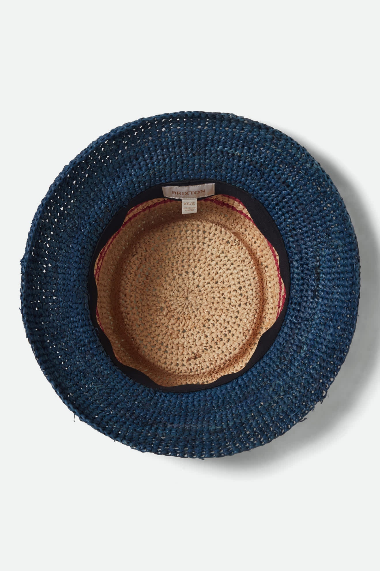 Ellee Straw Bucket Hat - Natural/Navy/Red