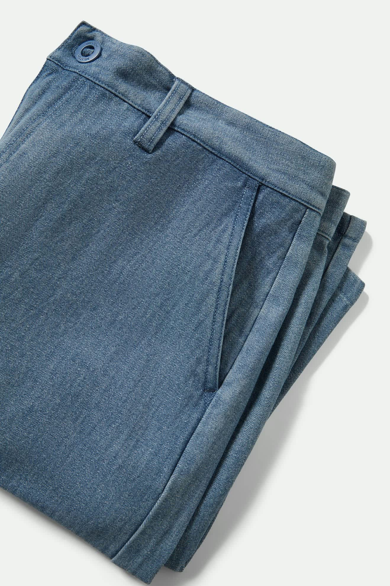 Choice Chino Baggy Short - Light Wash Denim Herringbone