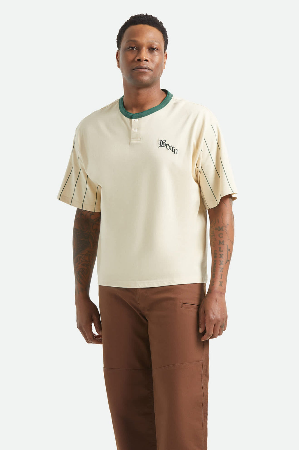 Boxy Short Sleeve Baseball T-Shirt - Whitecap/Primal Green