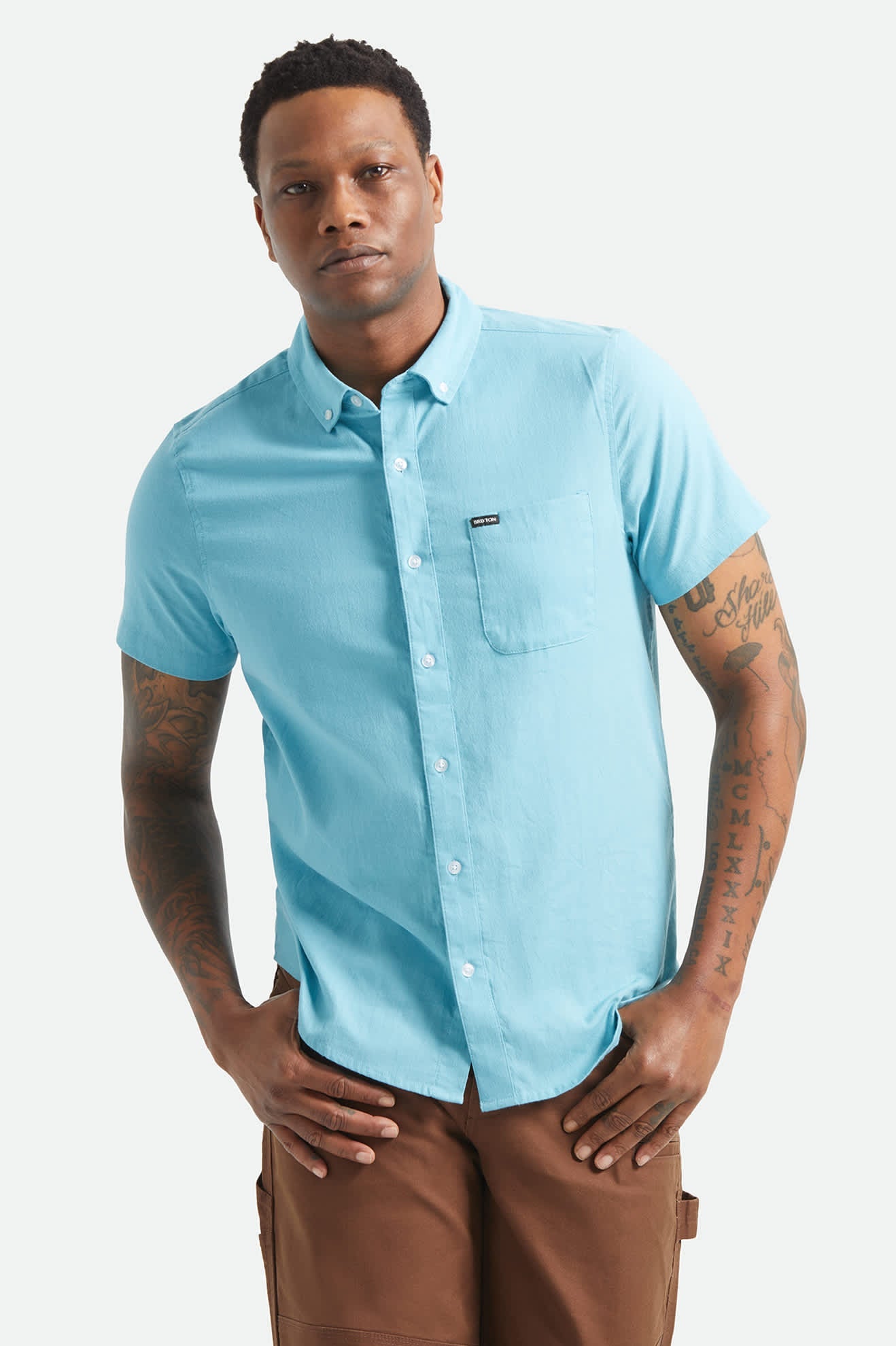 Sanford Oxford Short Sleeve Shirt - Blue Aura