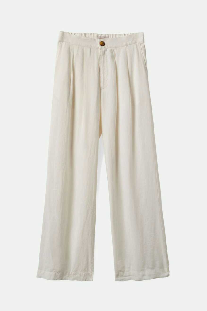 Women's Vintage Linen Blend Wide Leg Pant - Off White