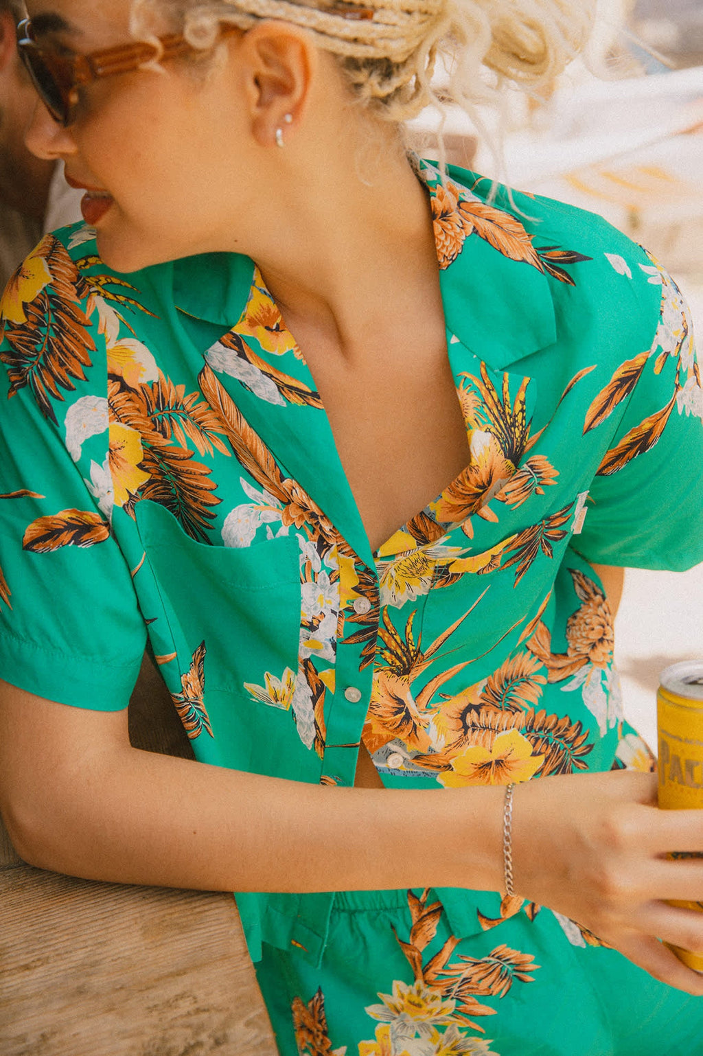 Campos Button Down Shirt - Retro Green Flor Campos