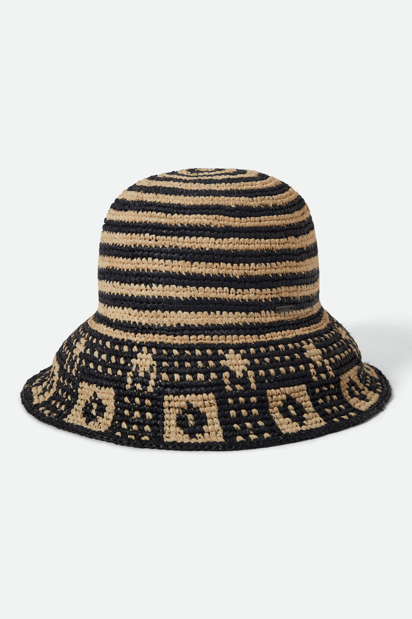 Redding Packable Straw Bucket Hat - Black/Natural