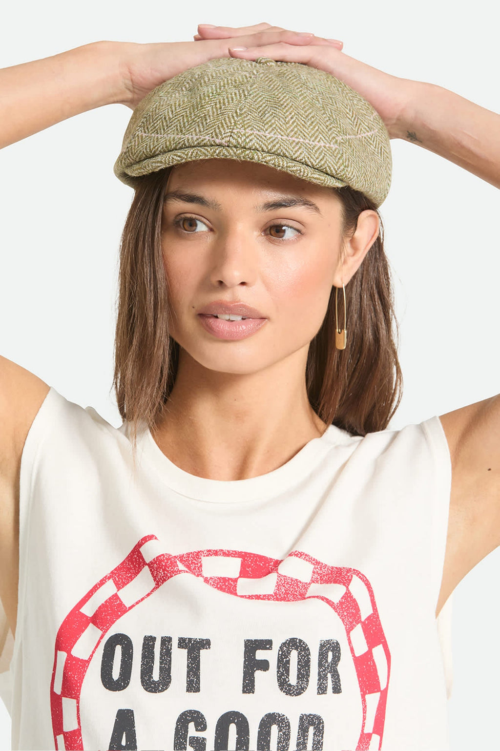 Brood Lightweight Newsboy Cap - Sublime Green Houndstooth