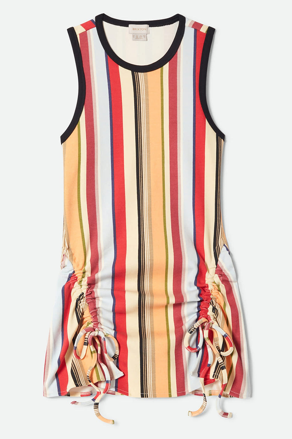 Ribbed Cinch Mini Dress - Peach Cobbler Multi Stripe