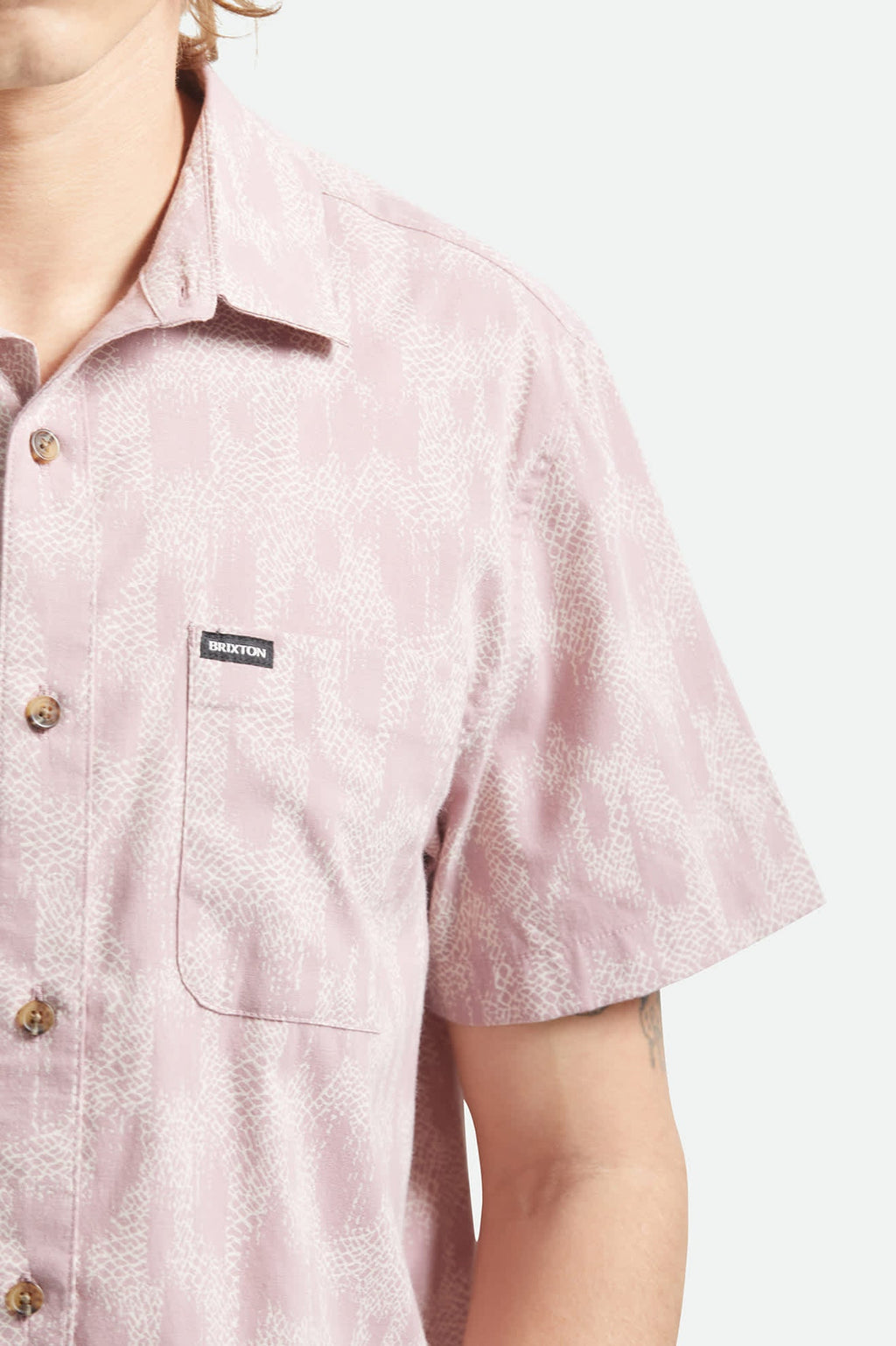 Charter Print Short Sleeve Shirt - Dark Pink/Silver Crackle Paint