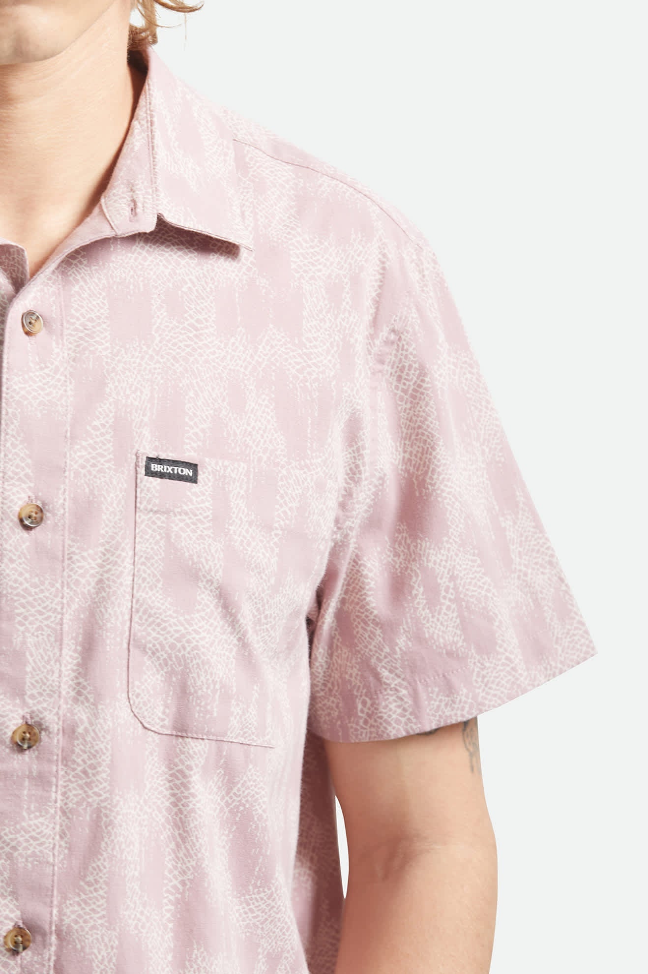 Charter Print Short Sleeve Shirt - Dark Pink/Silver Crackle Paint