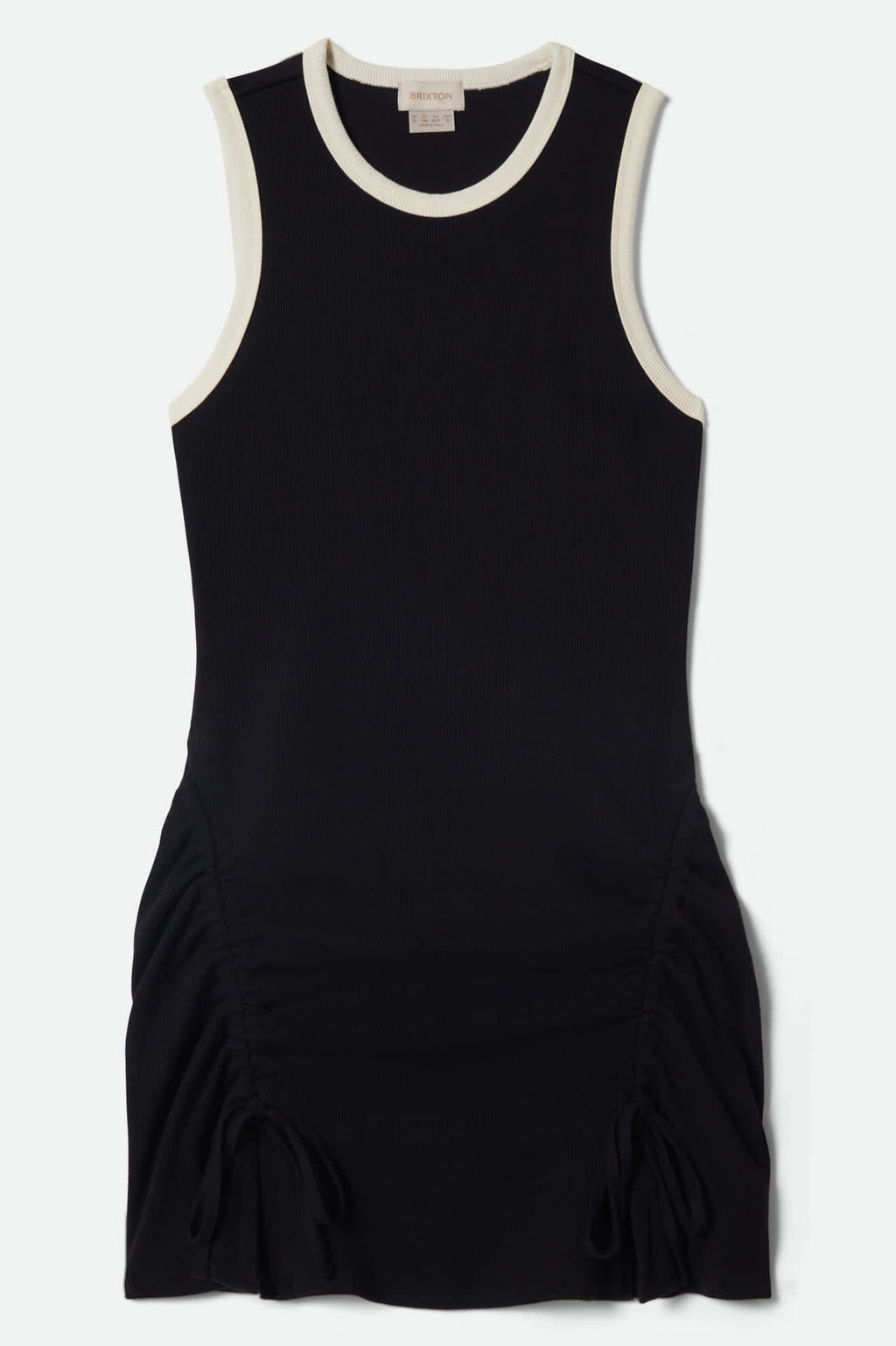 Ribbed Cinch Mini Dress - Black/Off White