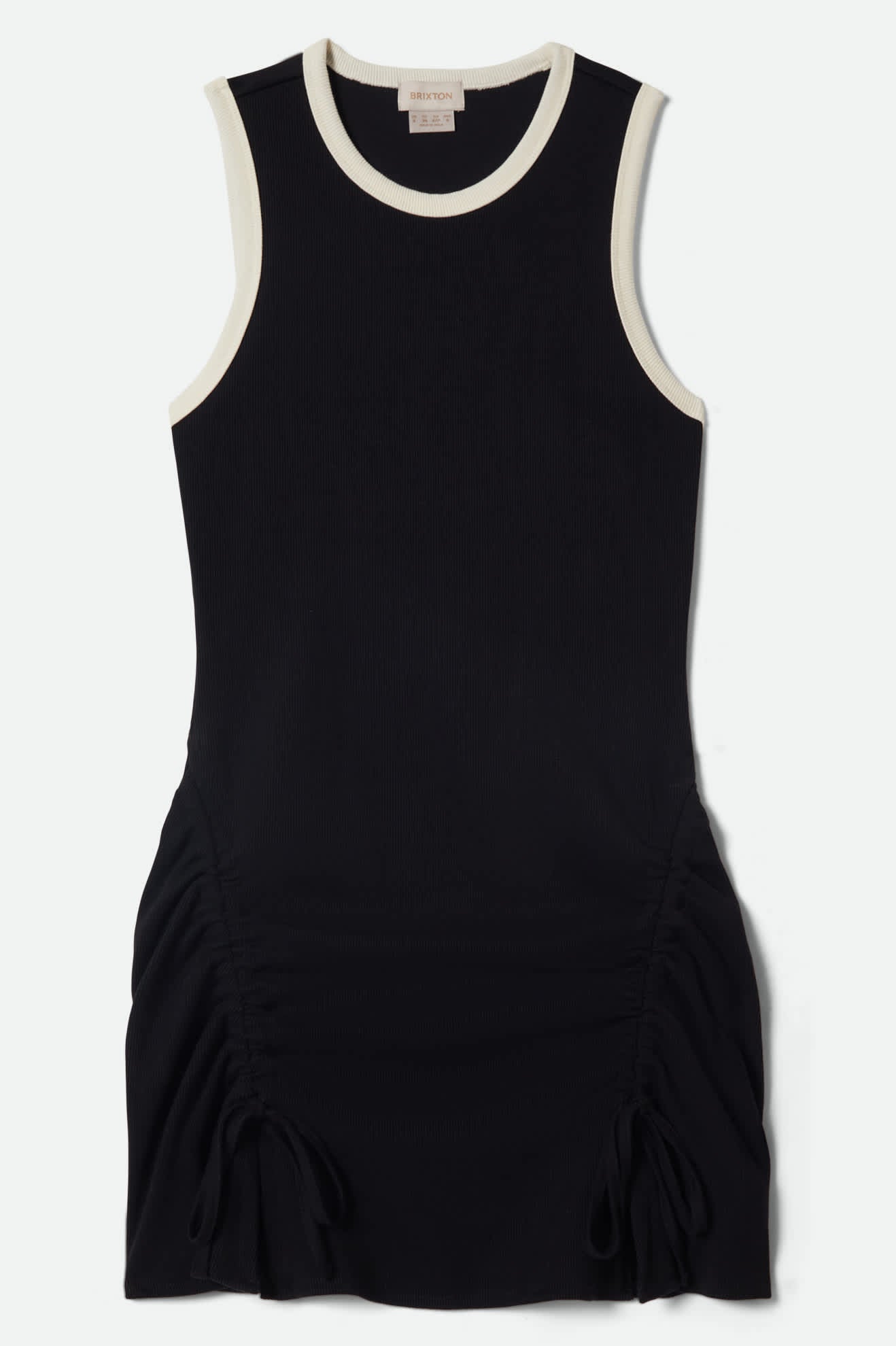 Ribbed Cinch Mini Dress - Black/Off White